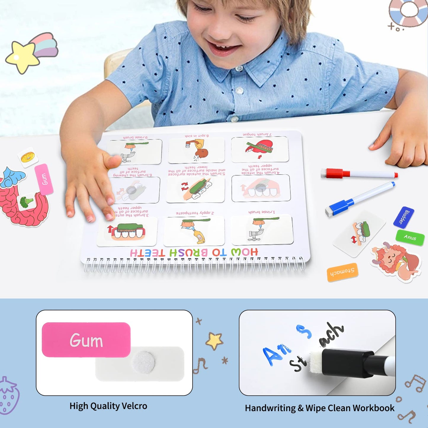 BUWONTAE Libro Montessori de actividades anatomía del