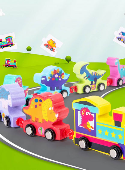 Juego Tren De Dinosaurios De Los Números Didáctico De Madera
