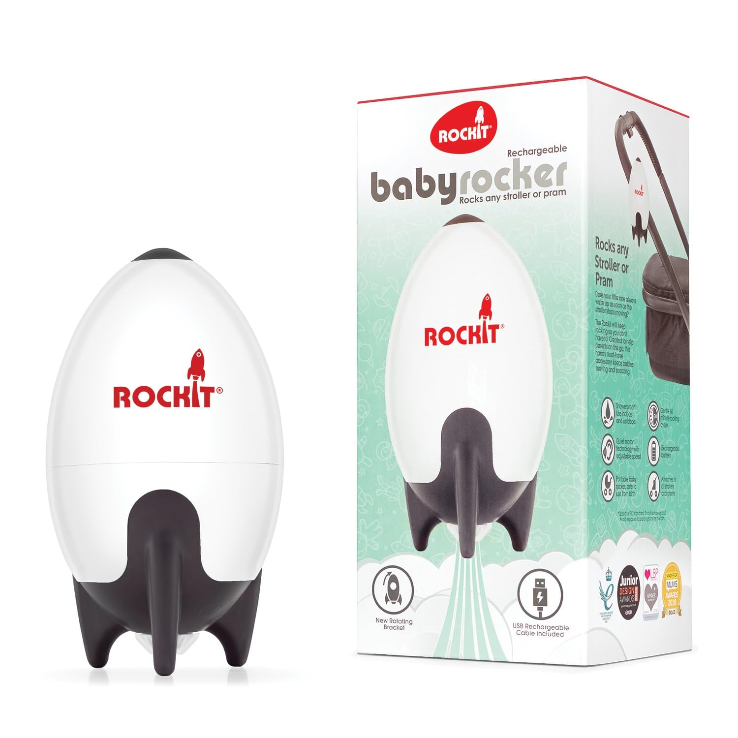 Rockit Rocker Recargable – Rock-It portátil para dormir para bebés balancea suavemente cualquier cochecito