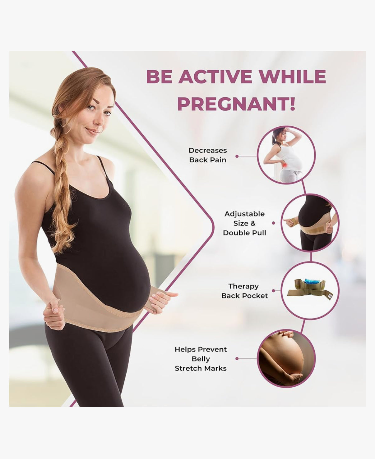 GABRIALLA - Banda elástica para el vientre para mujeres embarazadas, Small