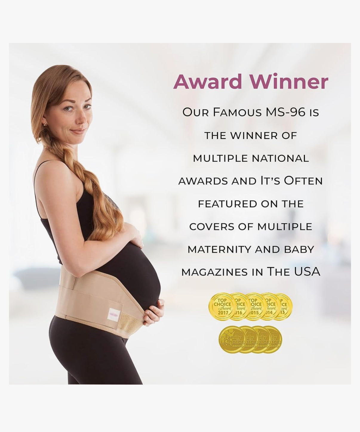 GABRIALLA - Banda elástica para el vientre para mujeres embarazadas, Small