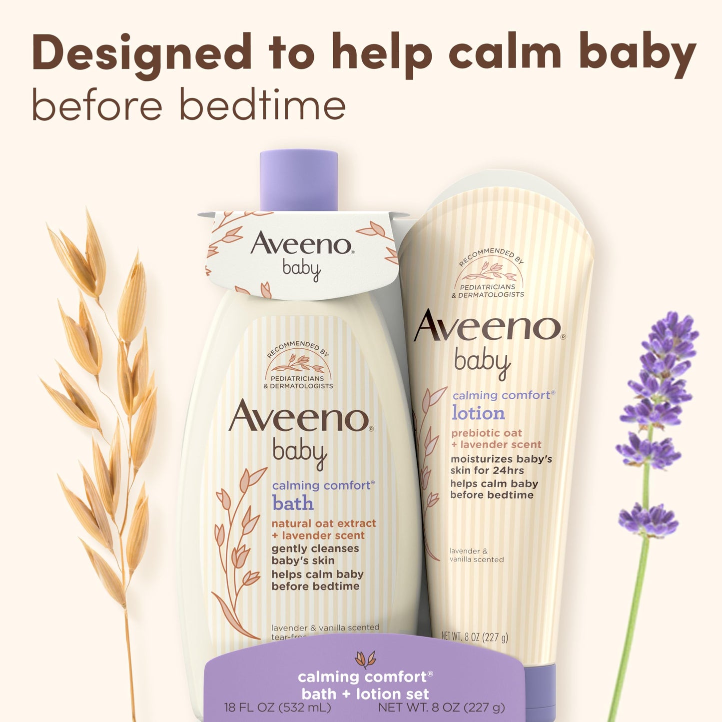 Aveeno, juego de baño calmante para bebé + loción