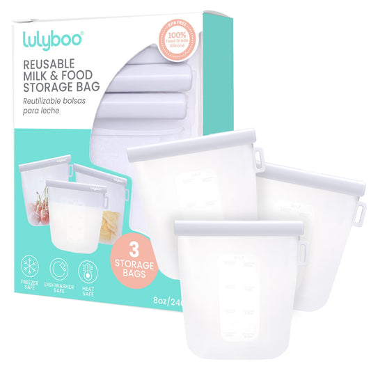 Lulyboo Bolsa de almacenamiento de leche materna de silicona reutilizable