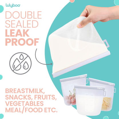 Lulyboo Bolsa de almacenamiento de leche materna de silicona reutilizable