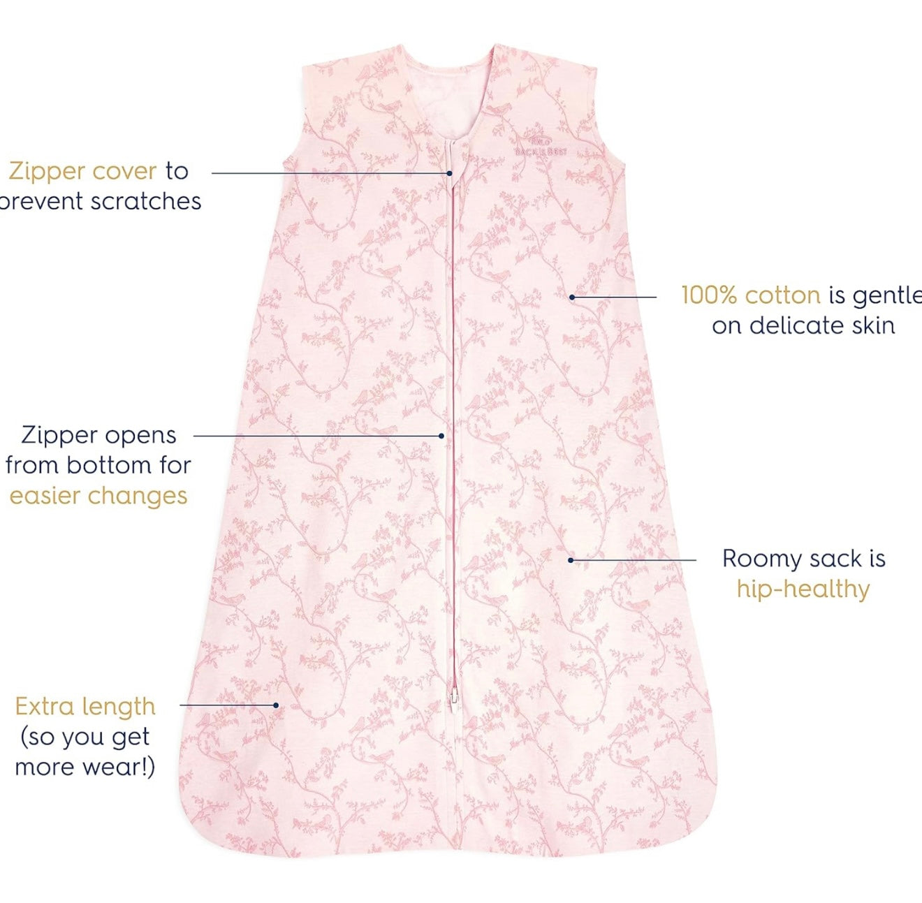 Saco de dormir HALO, manta 100 % algodón, TOG 0.5, 12-18 meses