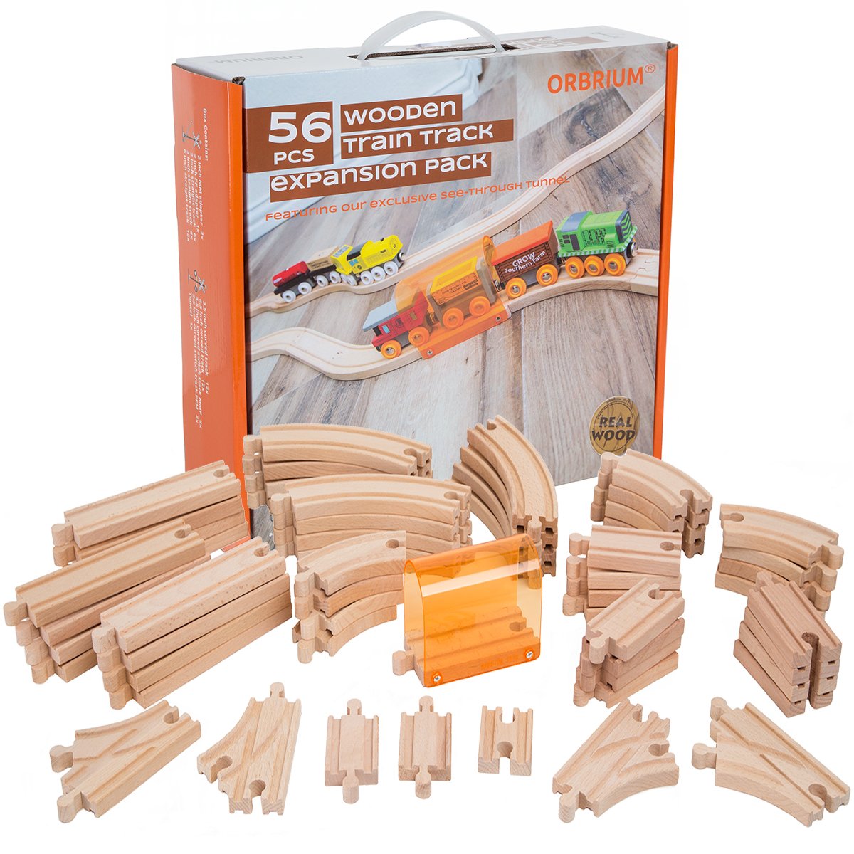 Paquete de expansión para vías de tren Orbrium Toys, 56 piezas