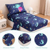 PERFEMET Juego de ropa de cama para niños pequeños, 4 piezas con estampado de planetas de dinosaurios