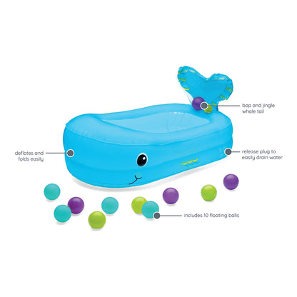 Bañera inflable Infantino con forma de ballena y burbujas