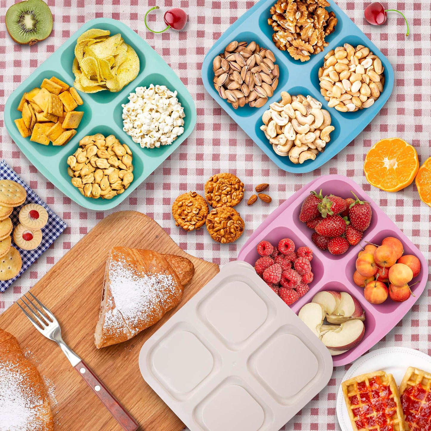 Bentgo Easyboxes - Recipientes de 4 compartimentos para aperitivos