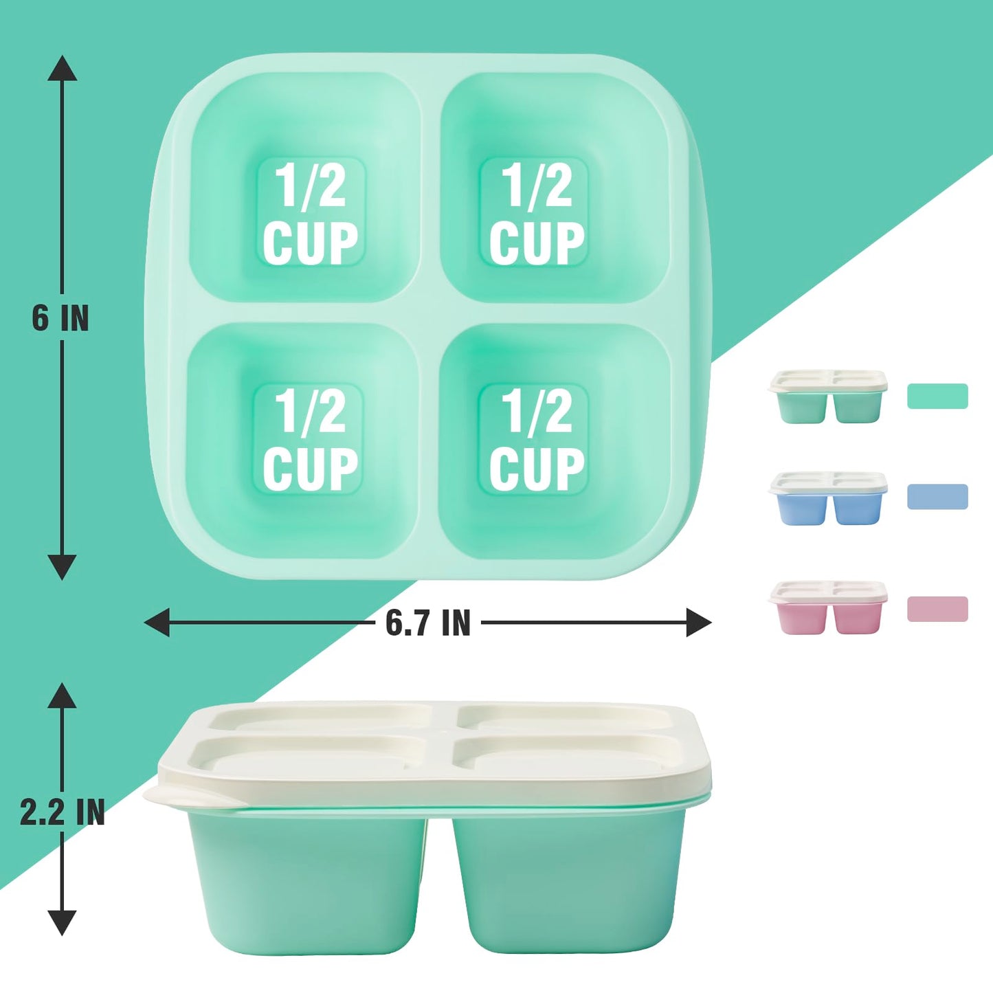 Bentgo Easyboxes - Recipientes de 4 compartimentos para aperitivos