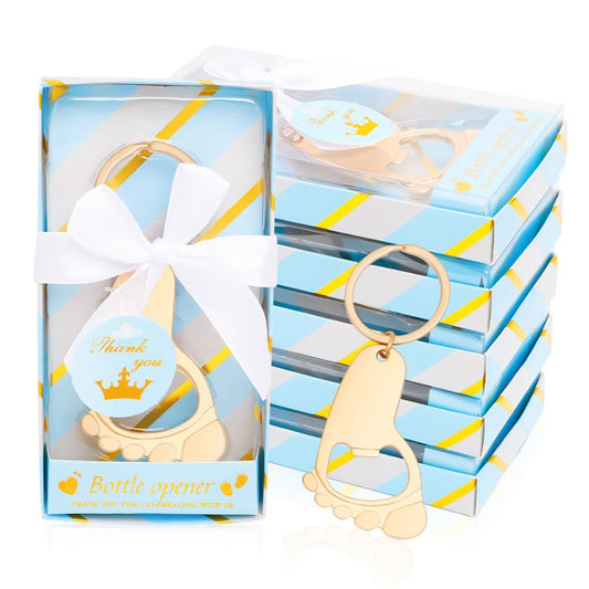 Llavero de pie para bebé, 24 piezas, abrebotellas, huella de huella