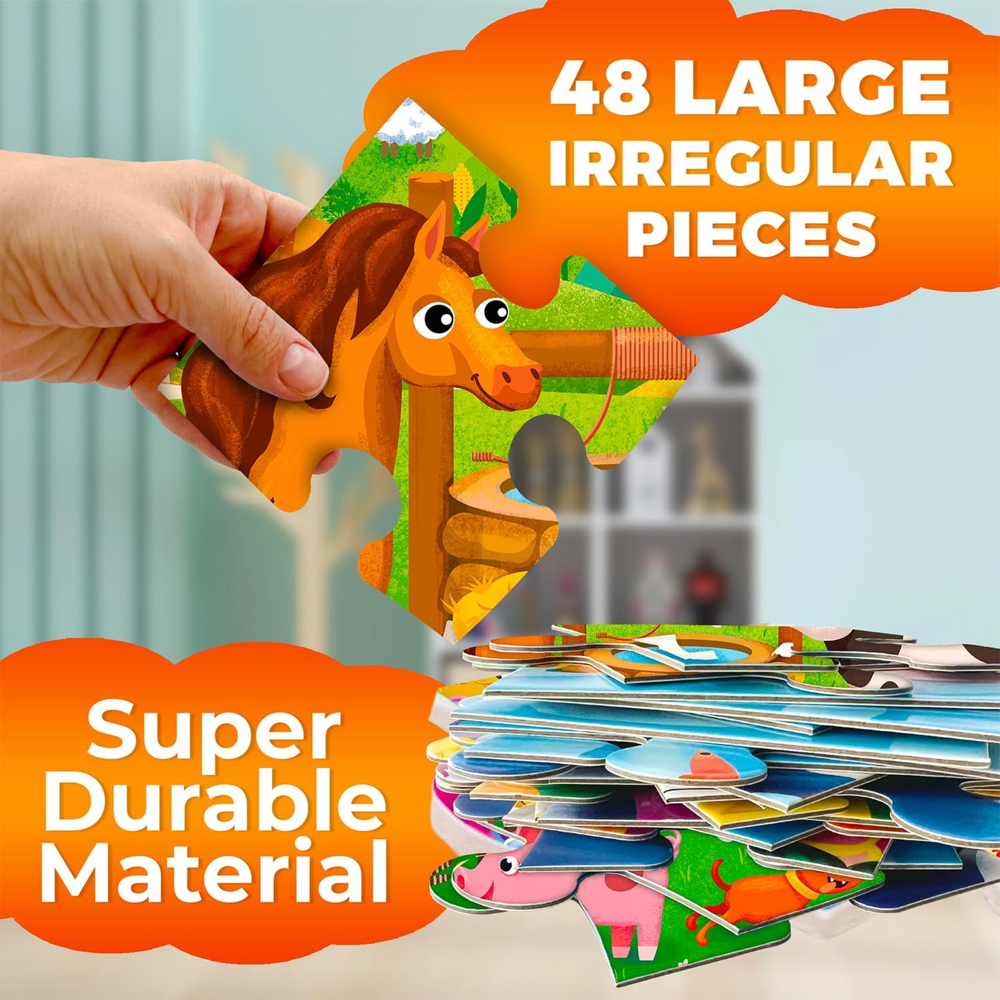QUOKKA Rompecabezas Gigante de Piso para Niños de 4-6 Años – 2x3 Pies Extra-Grueso 48 Piezas