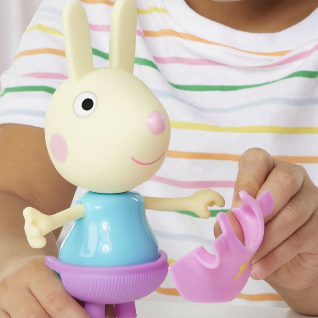 Peppa Pig Rebecca - Figura de disfraz de conejo con 6 accesorios de moda fáciles de poner, muñeca de 6 pulgadas