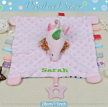 Manta de seguridad de unicornio rosa con peluche