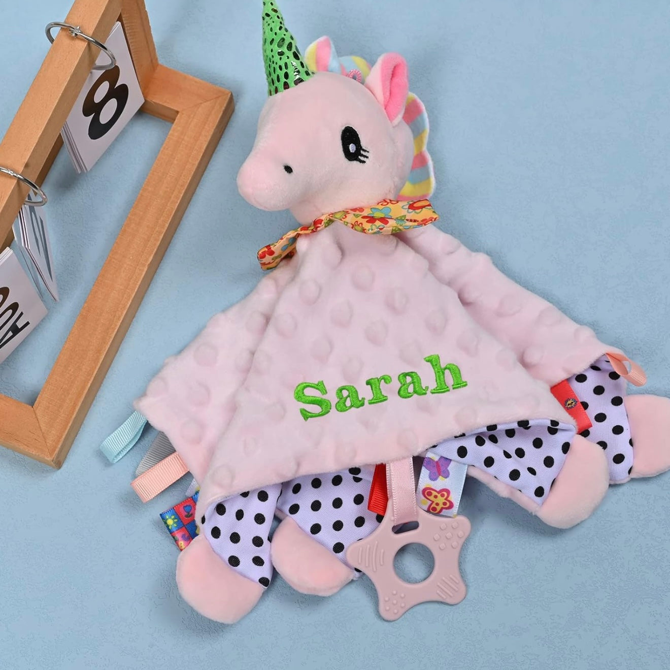 Manta de seguridad de unicornio rosa con peluche