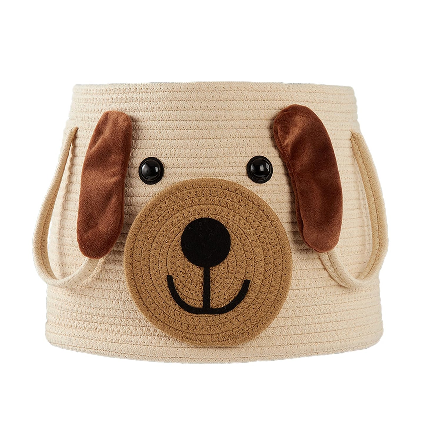 Cesta grande tejida para perros con asas, contenedor de almacenamiento de juguetes