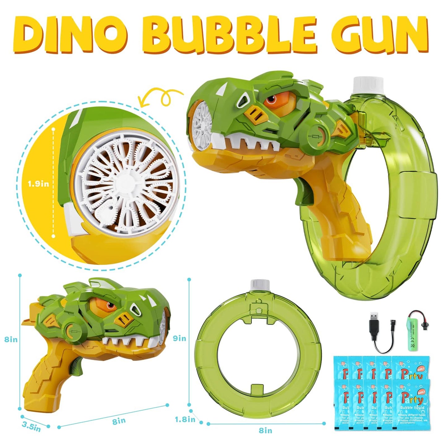 Pistola de burbujas de dinosaurio