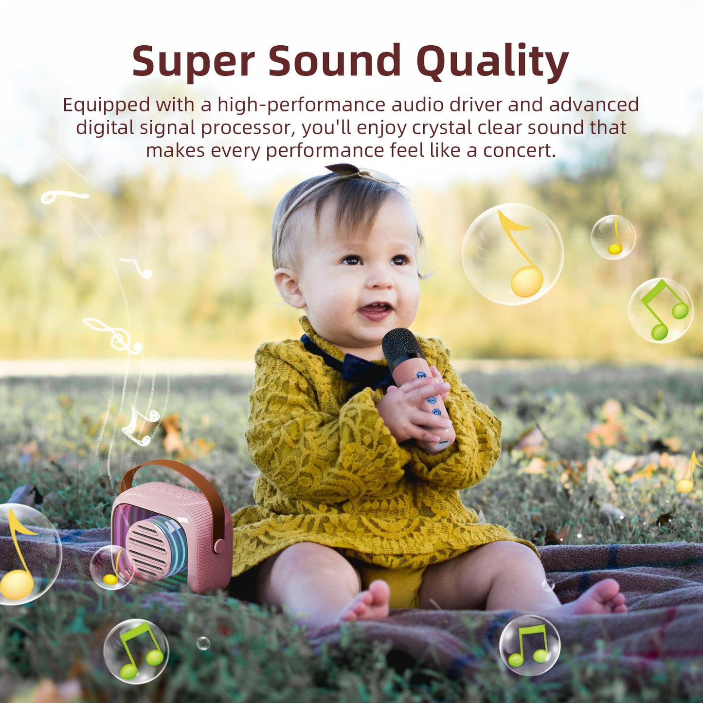 Mini máquina de karaoke para niños con altavoz Bluetooth, 7 modos de cambio de voz