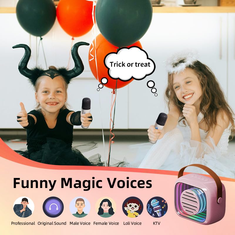Mini máquina de karaoke para niños con altavoz Bluetooth, 7 modos de cambio de voz