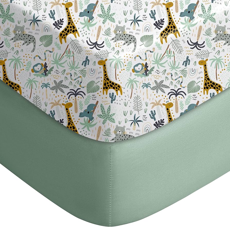 Yoofoss Pack and Play Sábanas ajustadas, paquete de 2 sábanas para cuna para colchón Pack N Play