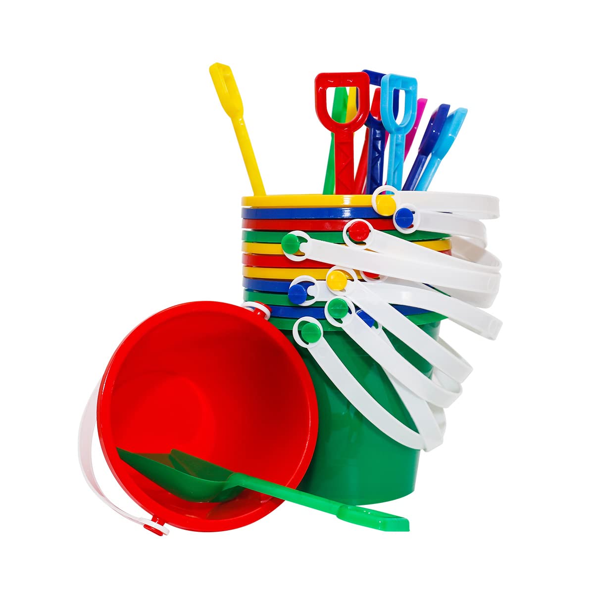 Holady - Paquete de 12 cubos de arena para playa de 5 pulgadas con palas