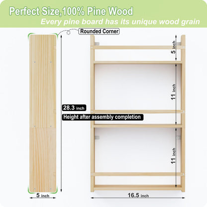 Estantería de pared Bidami para niños, estantería de pared de 3 niveles para niños, estantes flotantes de 16.5 pulgadas