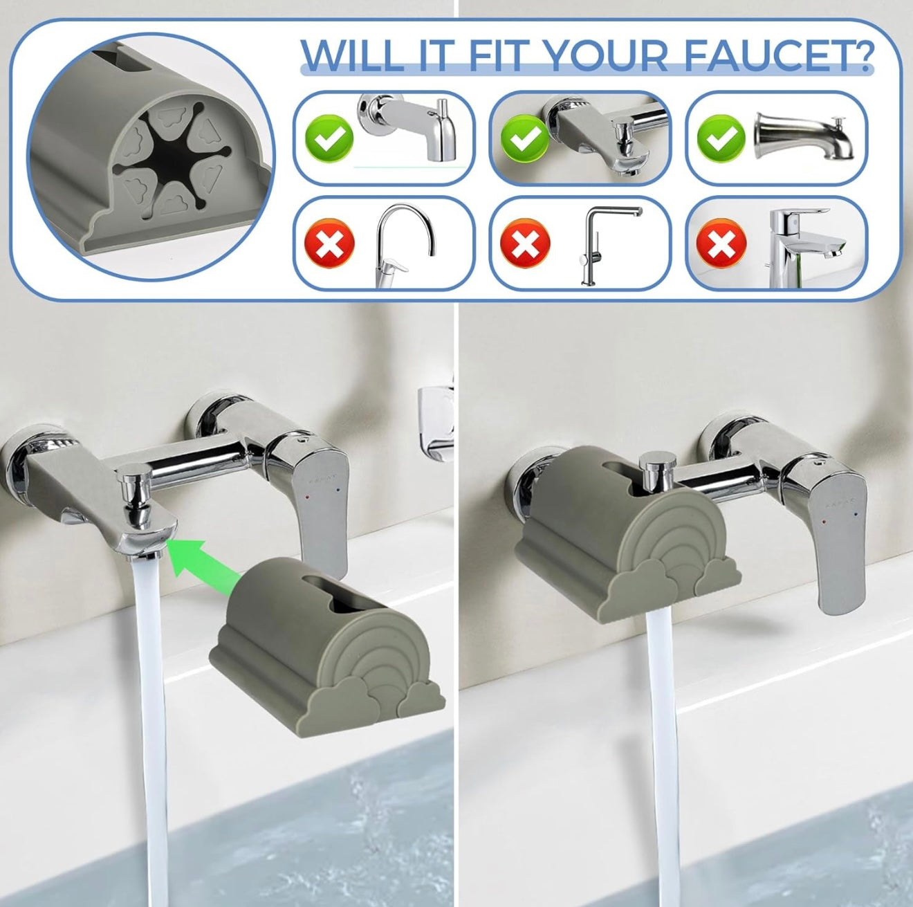 Cubierta de silicona suave para grifo de bañera para bebés y niños