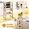 Taburete de cocina 4 en 1, torre plegable de aprendizaje con pizarra