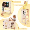 Taburete de cocina 4 en 1, torre plegable de aprendizaje con pizarra