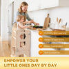 Taburete de cocina 4 en 1, torre plegable de aprendizaje con pizarra