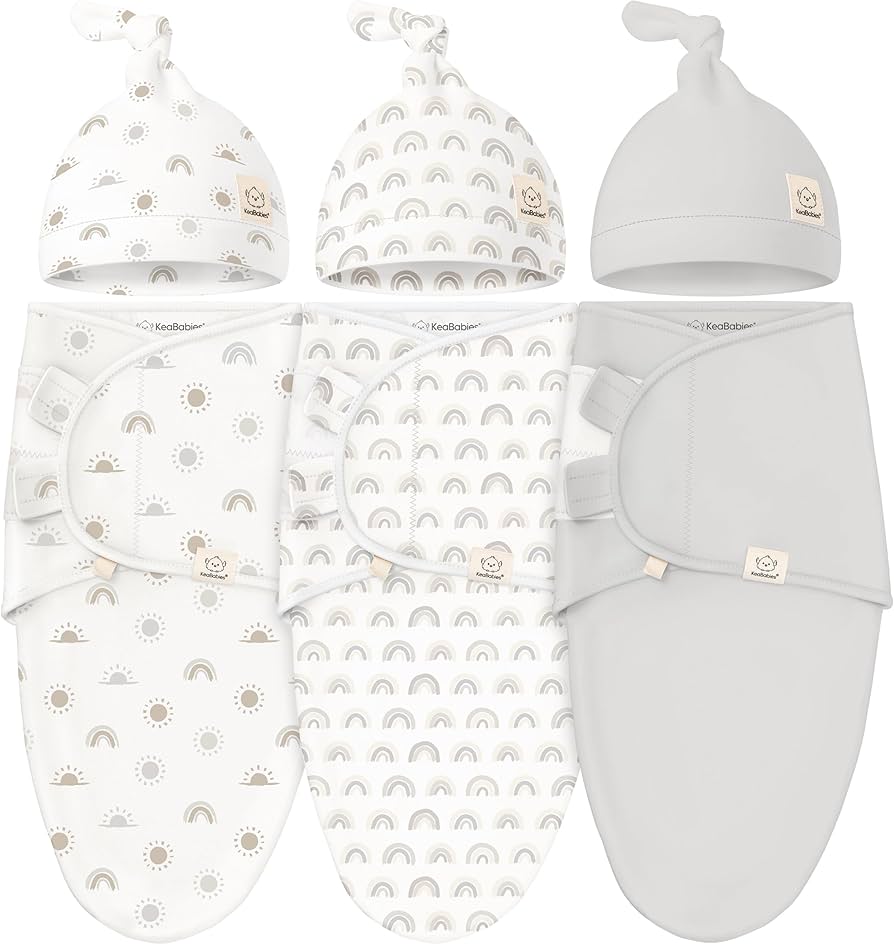 KeaBabies Paquete de 3 swaddles de 0-3 meses