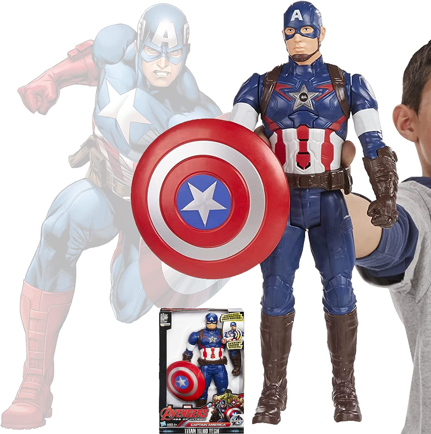 TheAvengers Titan Hero Tech Captain America - Figura de acción de voz de 12 pulgadas