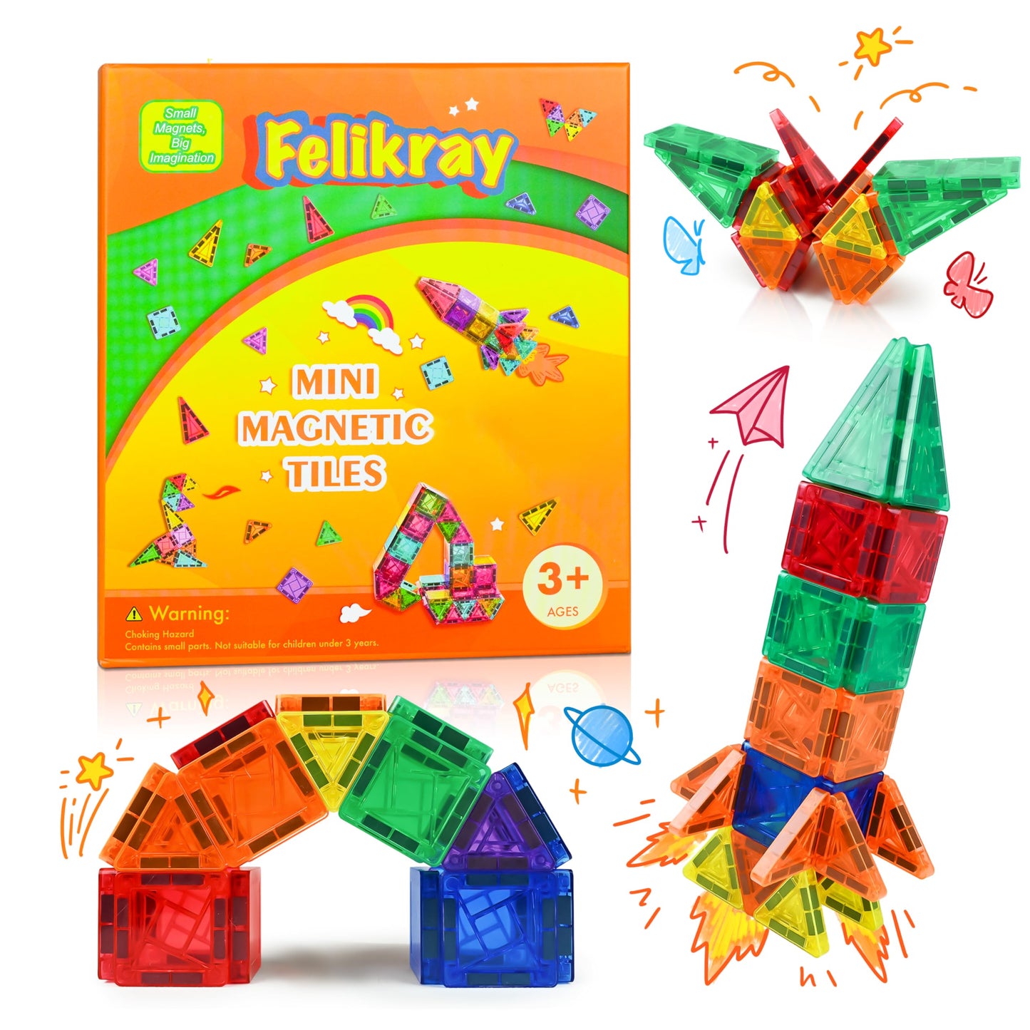 Juego de 42 piezas de azulejos magnéticos para niños, minibloques de construcción