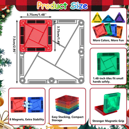 Juego de 42 piezas de azulejos magnéticos para niños, minibloques de construcción