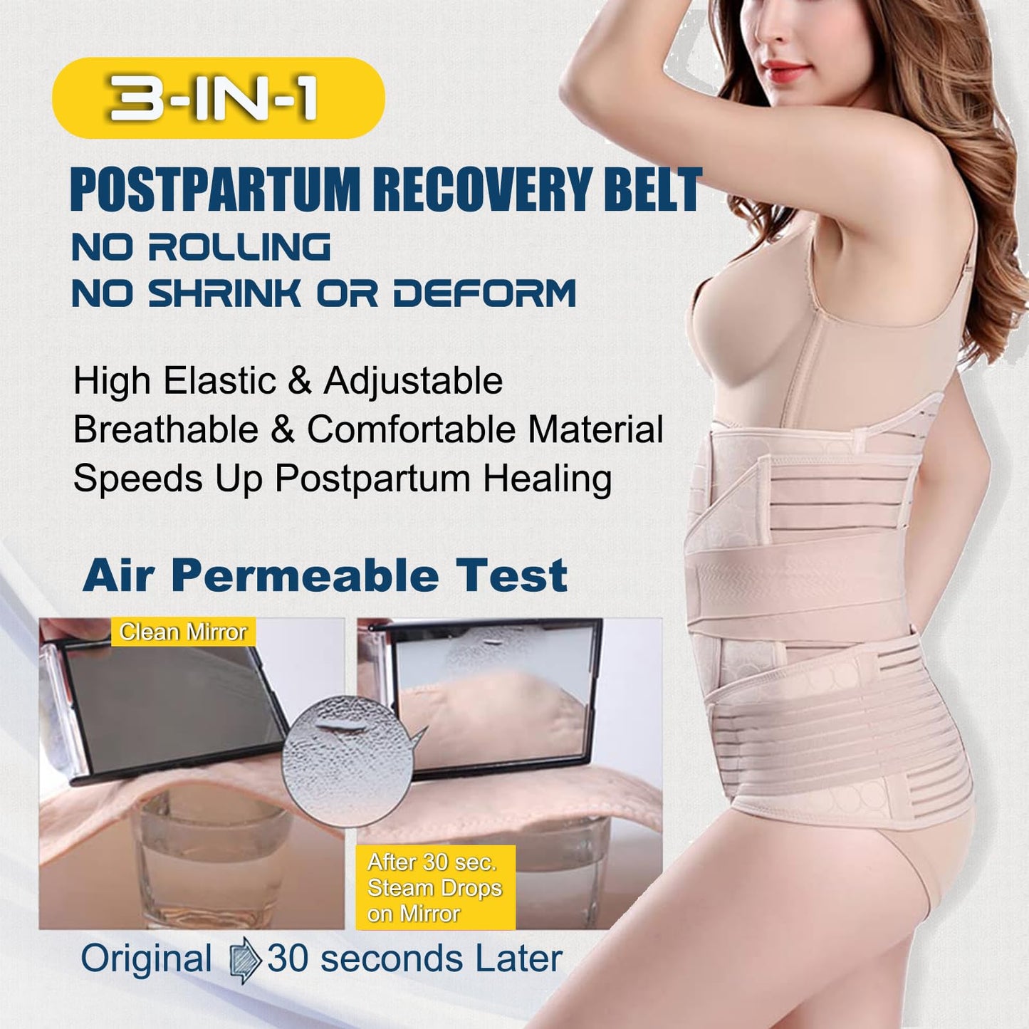 ChongErfei 3 en 1 soporte posparto recuperación cintura envolvente para el vientre, XL