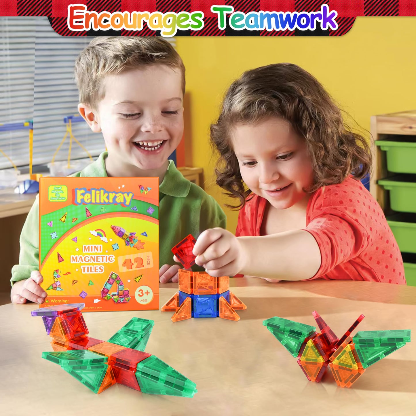 Juego de 42 piezas de azulejos magnéticos para niños, minibloques de construcción