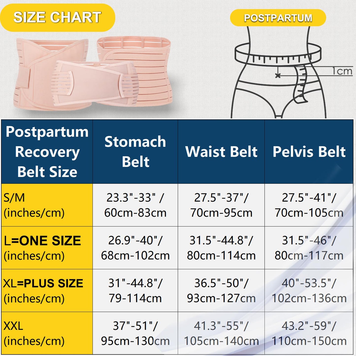 ChongErfei 3 en 1 soporte posparto recuperación cintura envolvente para el vientre, XL
