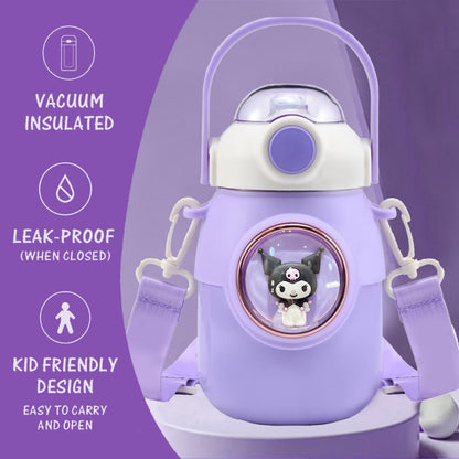 Botella de agua kawaii para agua caliente o fría, morada