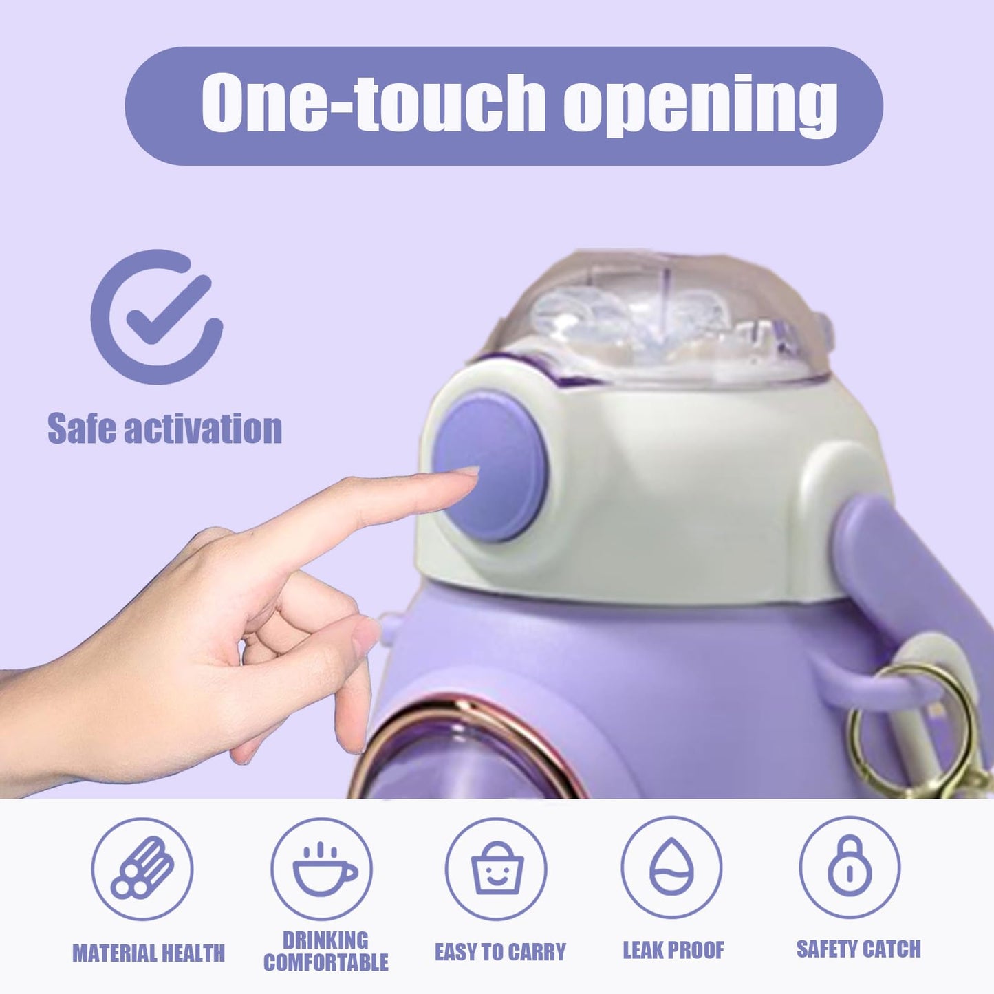 Botella de agua kawaii para agua caliente o fría, morada