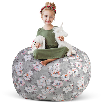 Stuff 'n Sit - Funda de almacenamiento de puf grande de 33 pulgadas para animales de peluche y juguetes