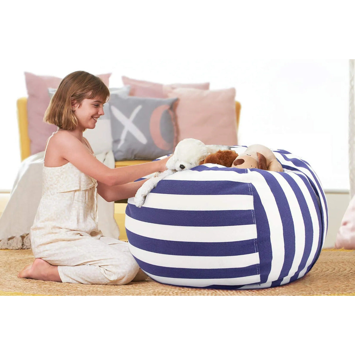 Aubliss Silla Puf De Almacenamiento Animal De Peluche