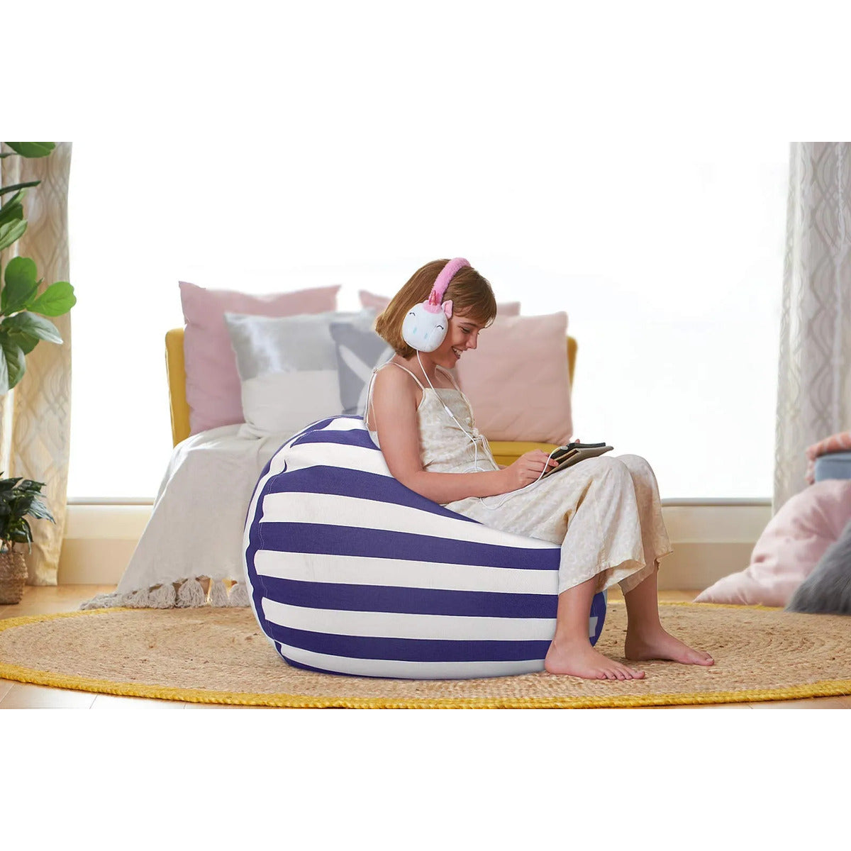 Aubliss Silla Puf De Almacenamiento Animal De Peluche