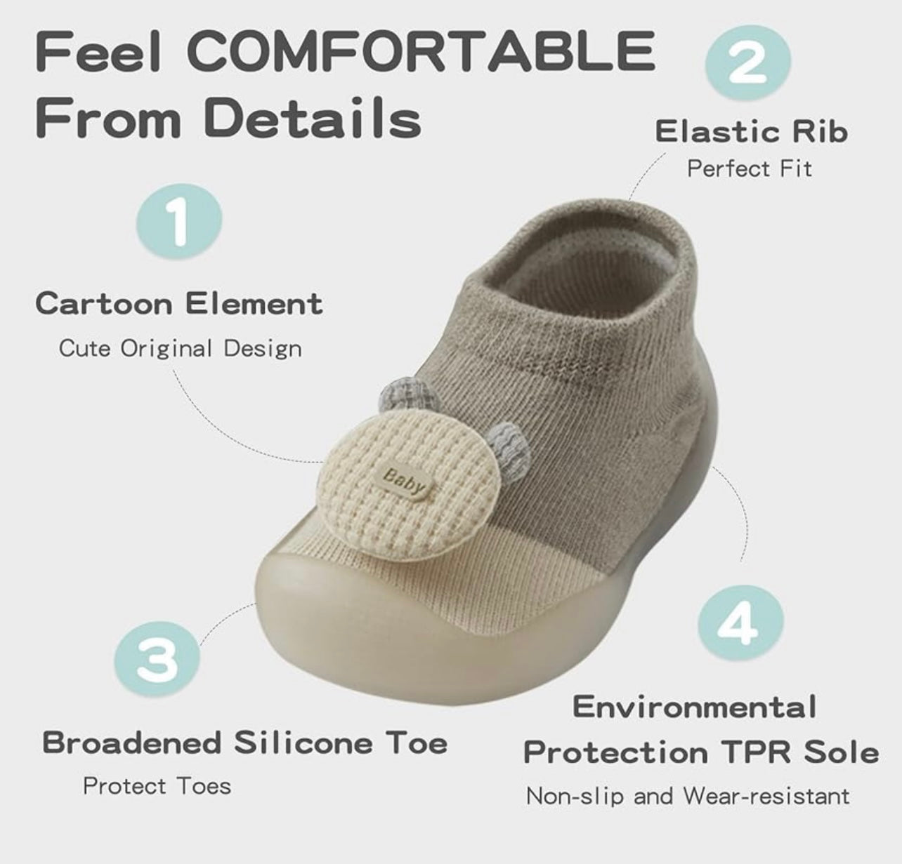 Calcetines de bebé Zapatos Suela de goma 6-9 meses