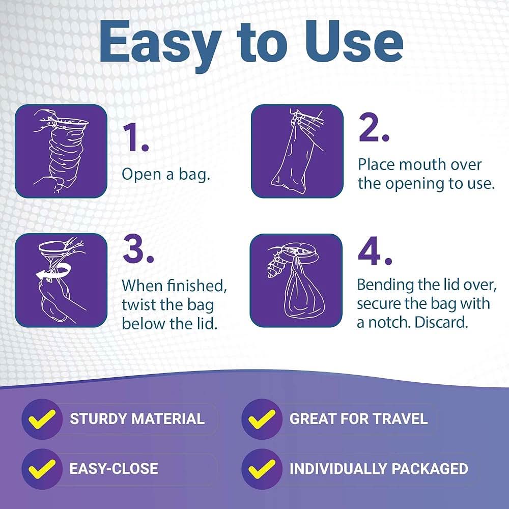 Bolsas de vómito desechables para niños, paquete de 20 – Bolsas de Barf envueltas individualmente