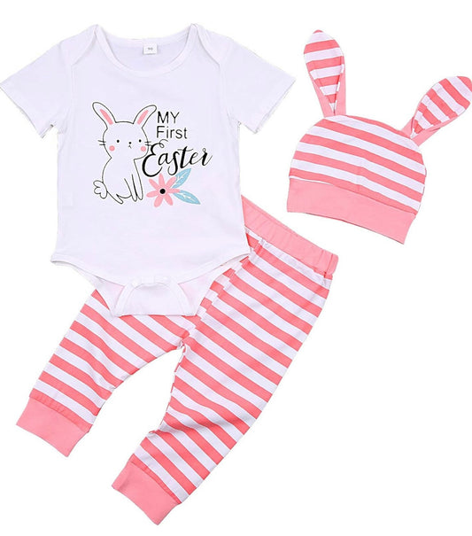 Conjunto de 3 piezas de ropa de Pascua para bebé niña, 6-9 meses