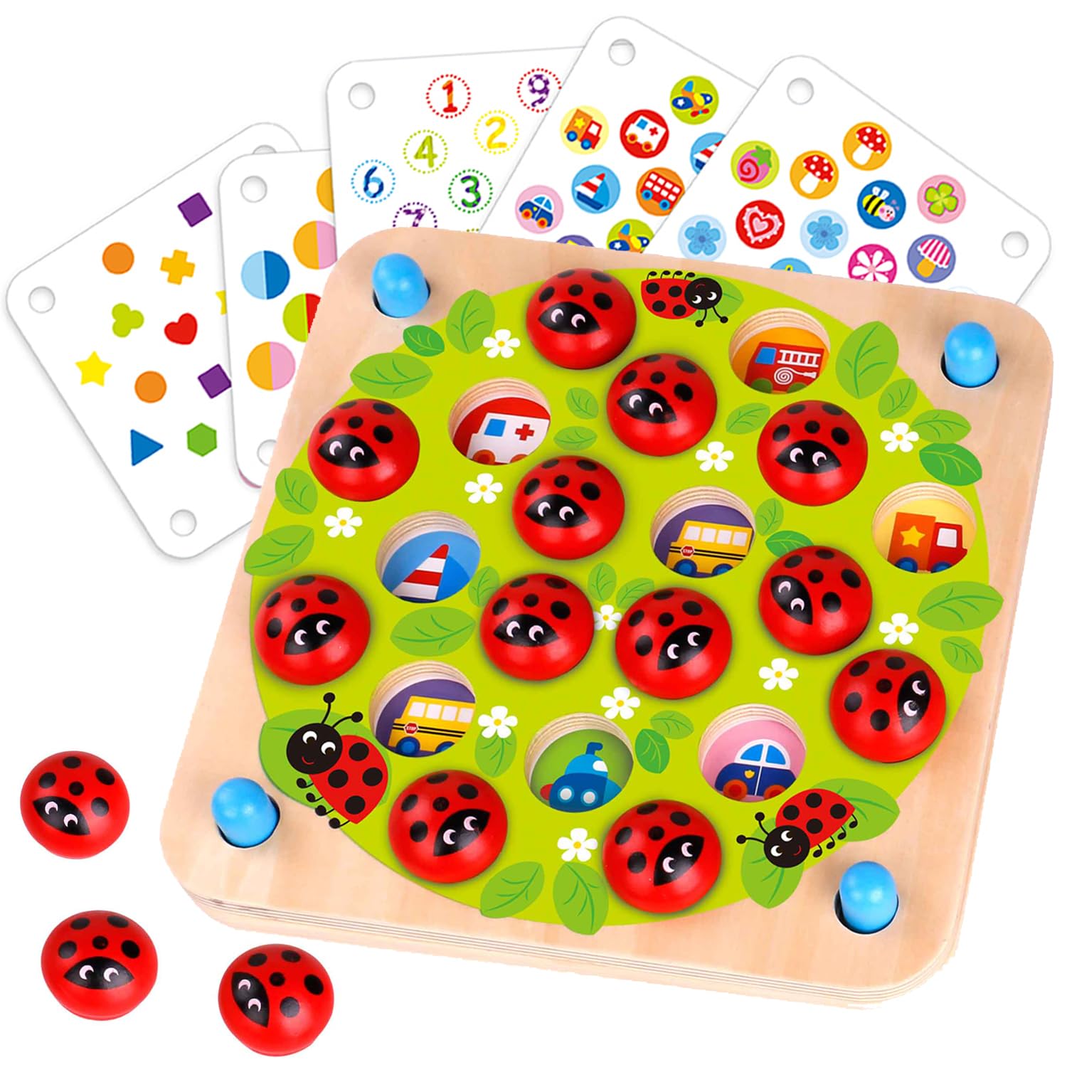 Nene Toys Juego de memoria de Ladybug's Garden - Juegos de madera