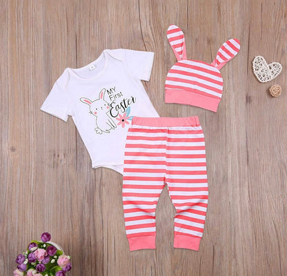 Conjunto de 3 piezas de ropa de Pascua para bebé niña, 6-9 meses