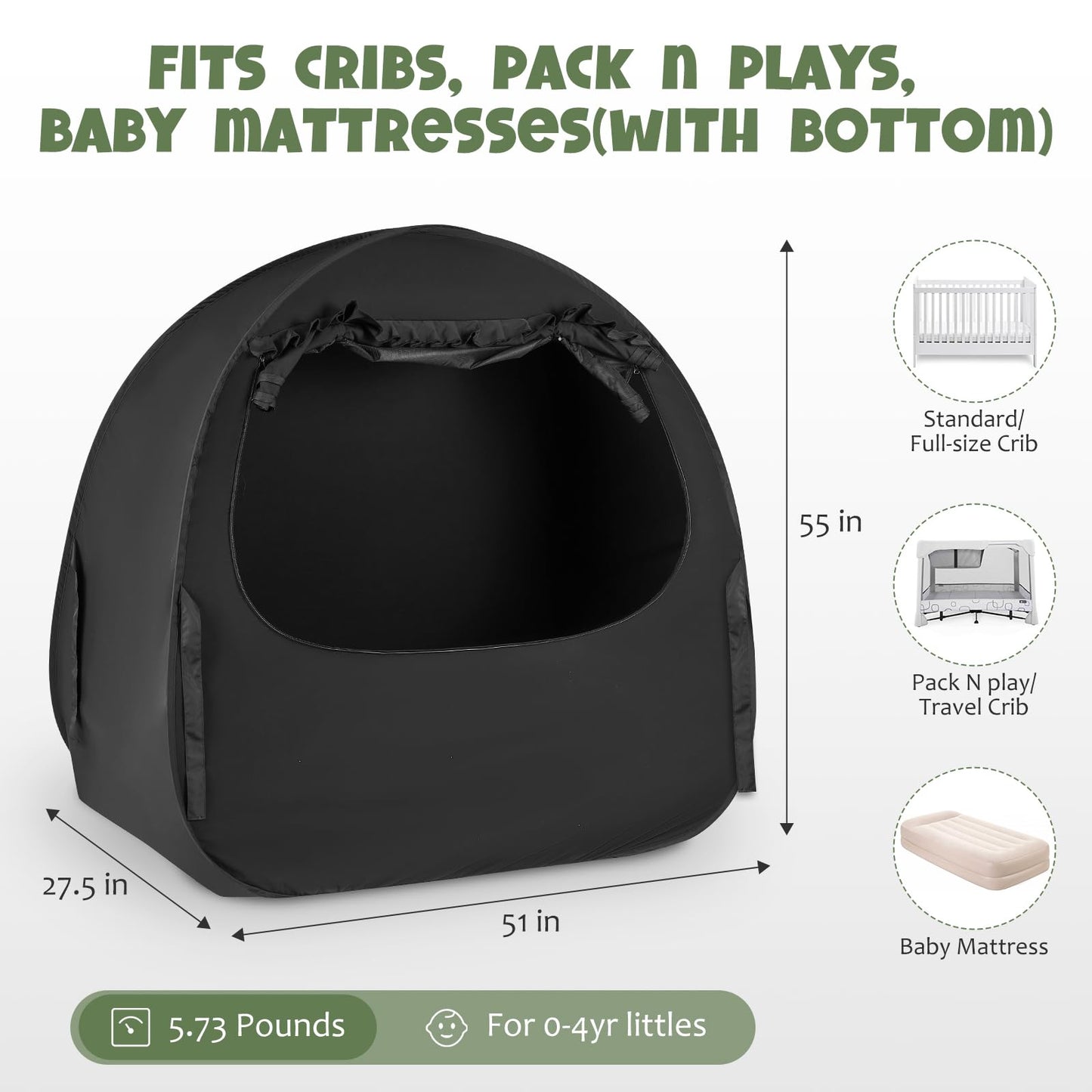 BORNA Pack N Play - Funda opaca para cuna y encierro