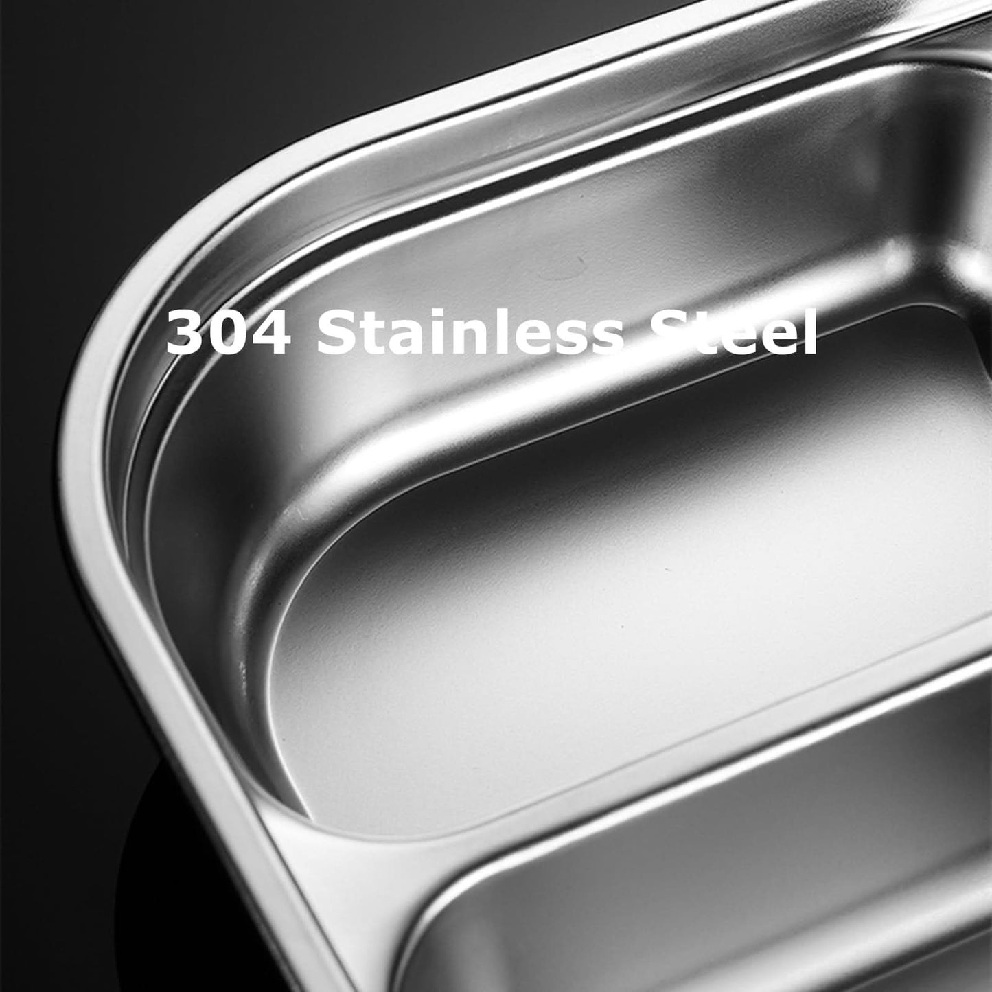 Paquete de 4 platos divididos de acero inoxidable 304, bandeja de almuerzo de 4 compartimentos