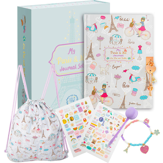 My Paris & Me Journal Set by ETLT Kids - Juego de diario para niñas, diario con cerradura y llave